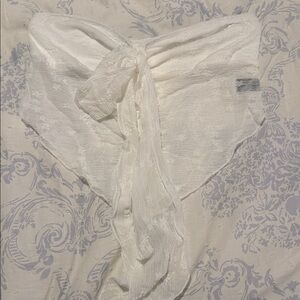 SHEIN White Lace Tie-Front Crop Top